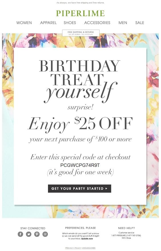 Fashion Email Marketing Birthday Email