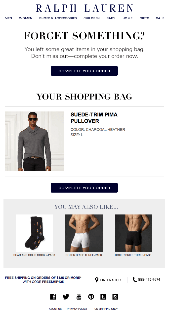 Ralph Lauren Abandoned Cart Email