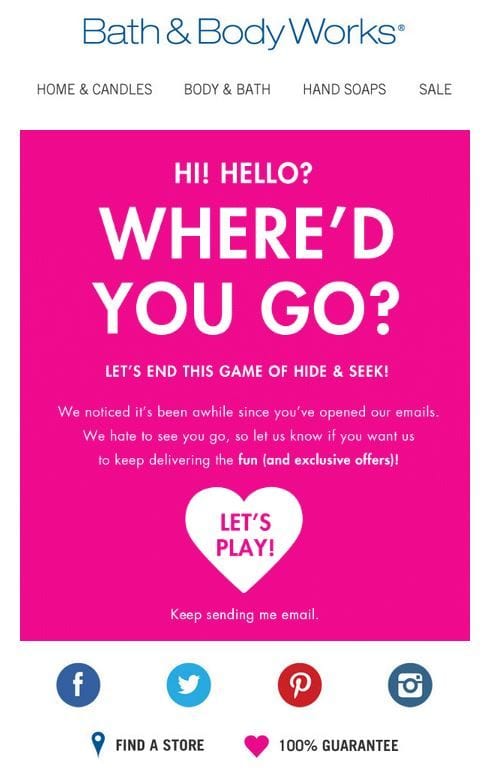 Bath & Body Works Re-engagement Email