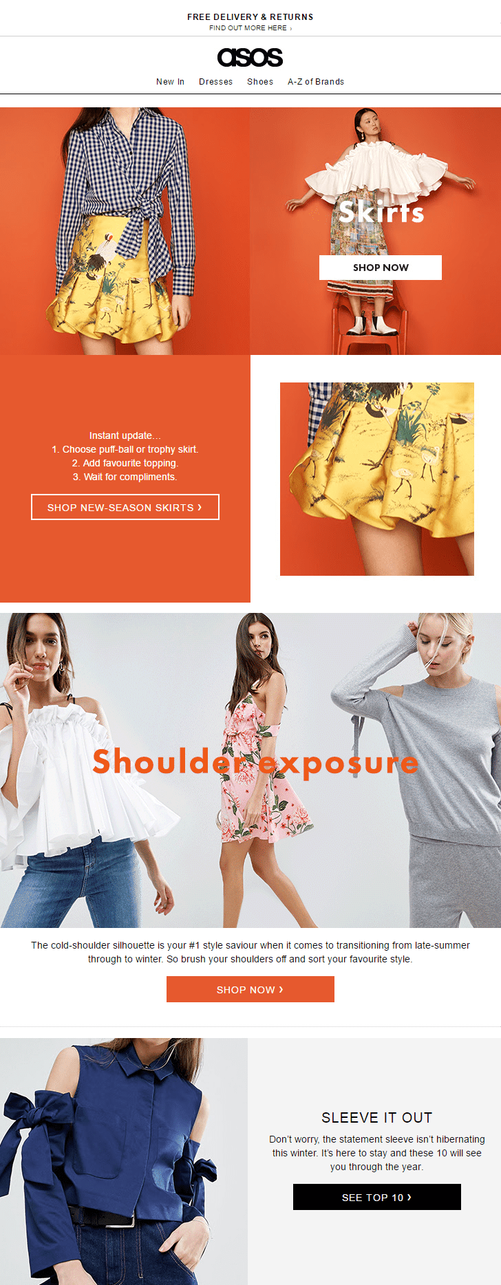 asos fashion new season skirts tops trends email newsletter