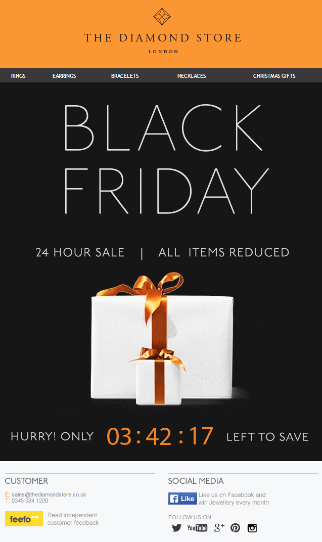 diamond store black friday email newsletter sale timer time-sensitive