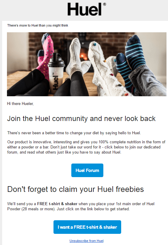 huel welcome email campaign series