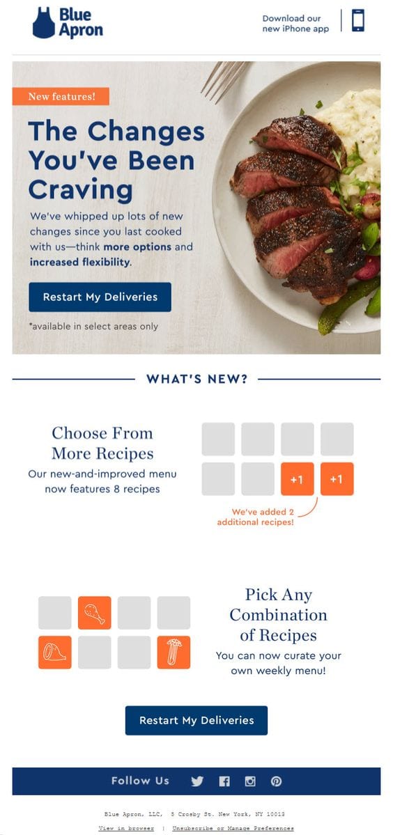 blue apron win back email marketing campaign