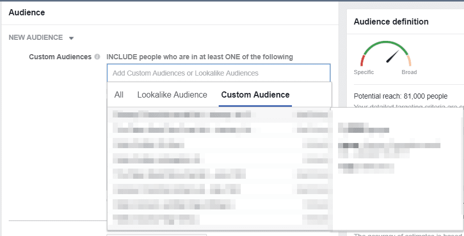 facebook custom audience upload CSV file