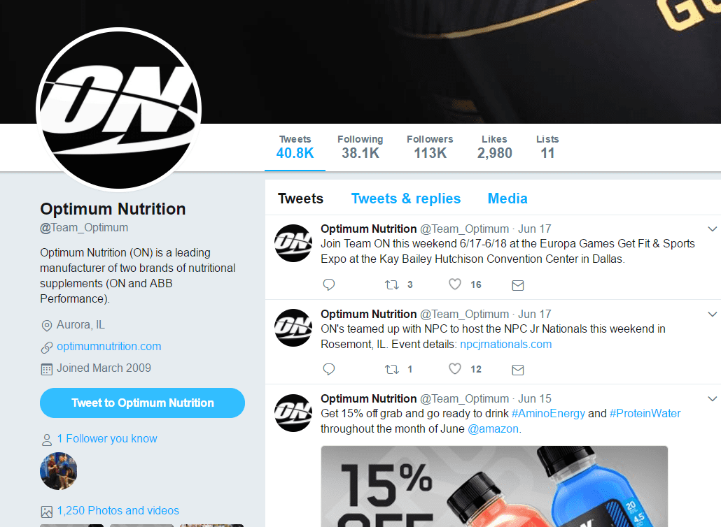 optimum nutrition twitter account inactive