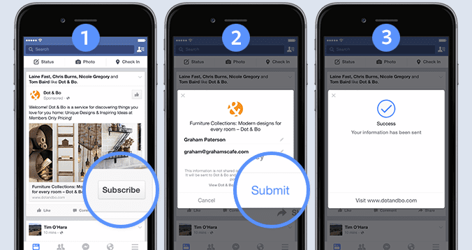 facebook page call to action subscribe email list