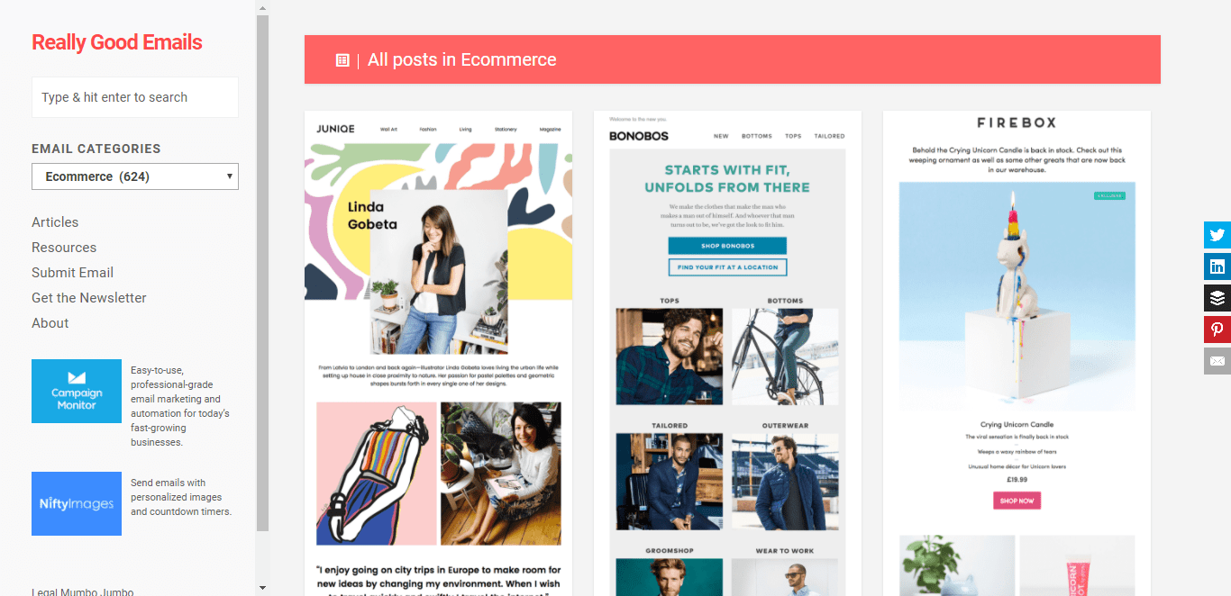 really good emails website homepage ecommerce category email examples