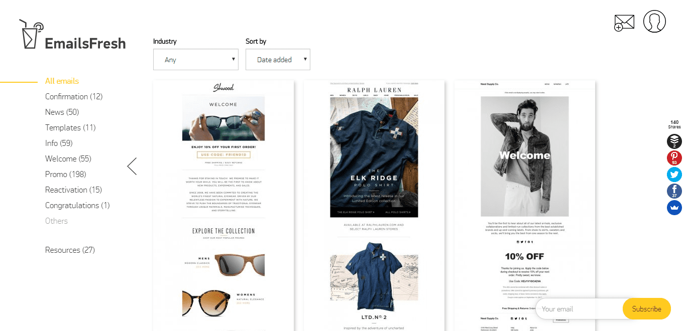 emailsfresh e-commerce email gallery inspiration