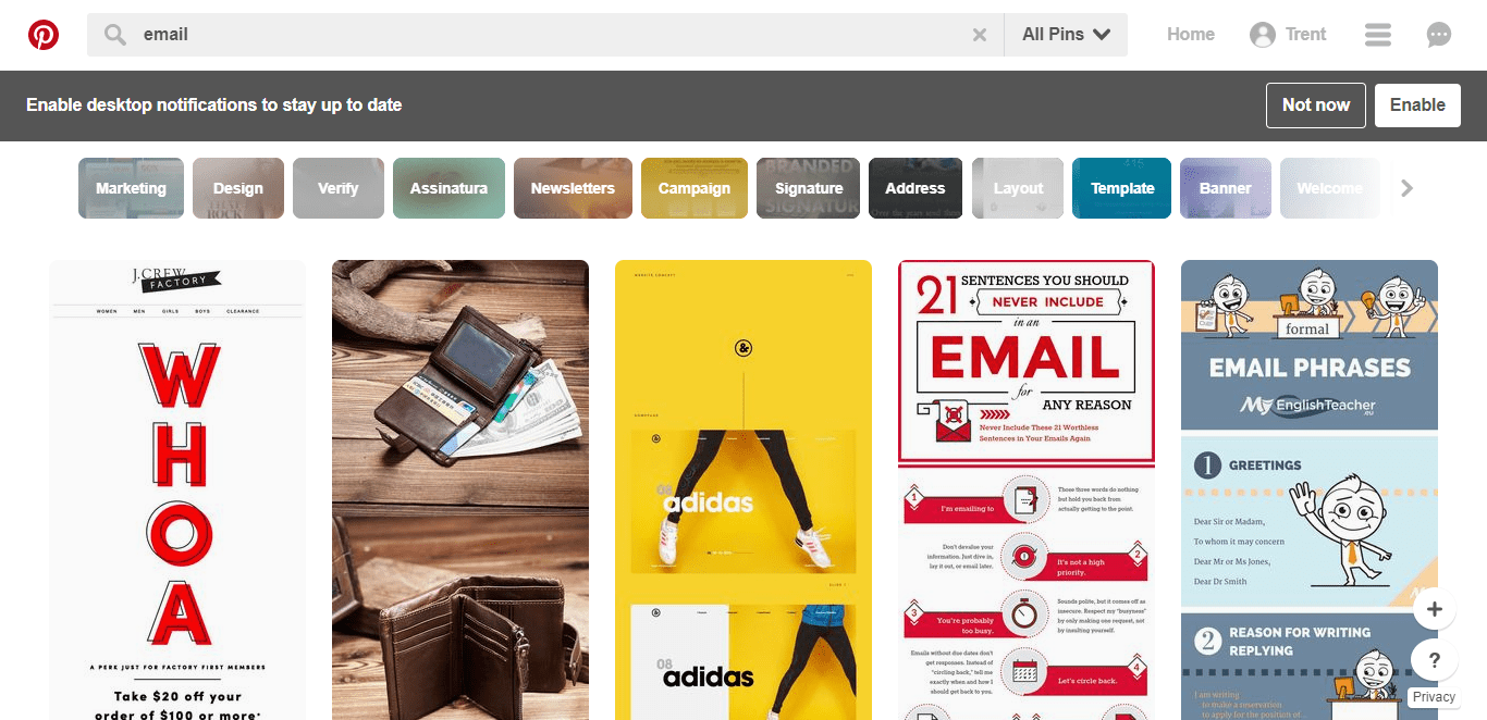 pinterest pins email designs inspiration