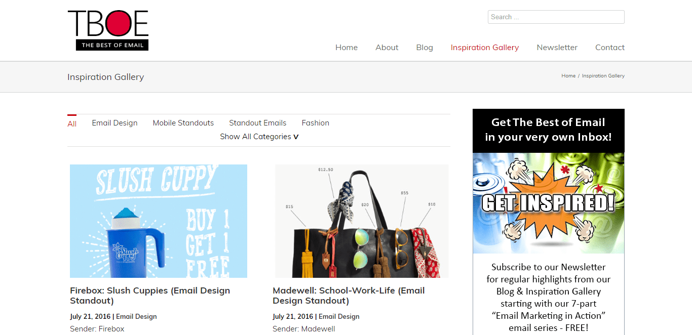 the best of email inspiration gallery blog
