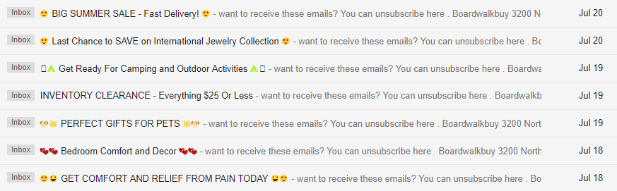 boardwalkbuy email newsletters subject lines emojis