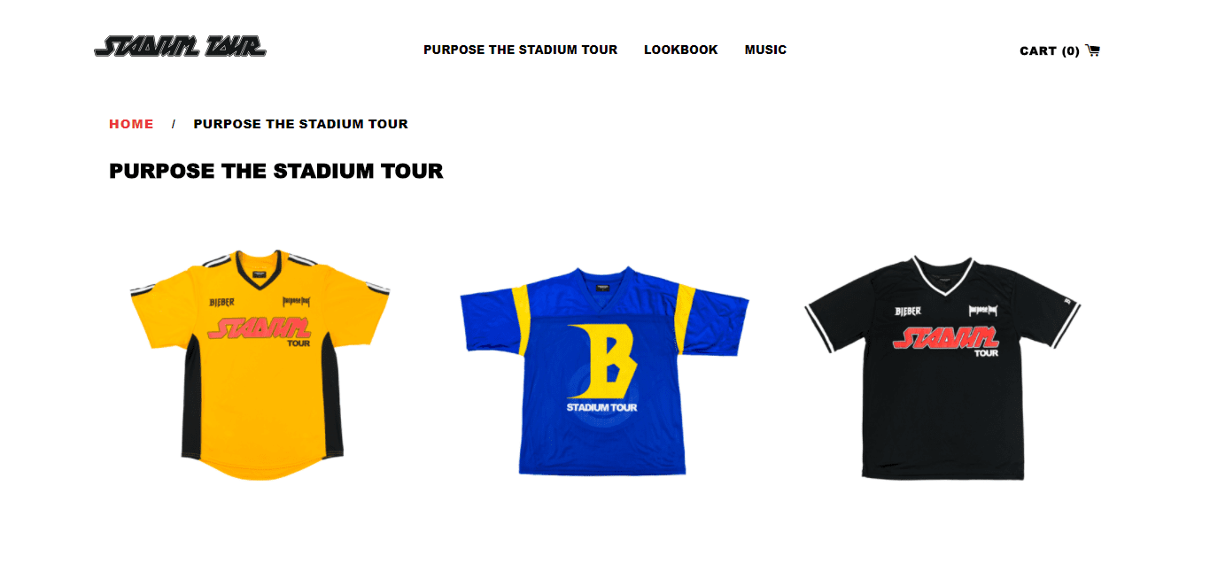 justin bieber purpose the stadium tour merch clothing shopify plus store lookbook music