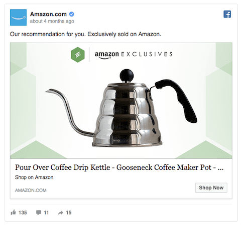 Cross-selling facebook ad example