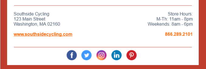 example of social links in footer