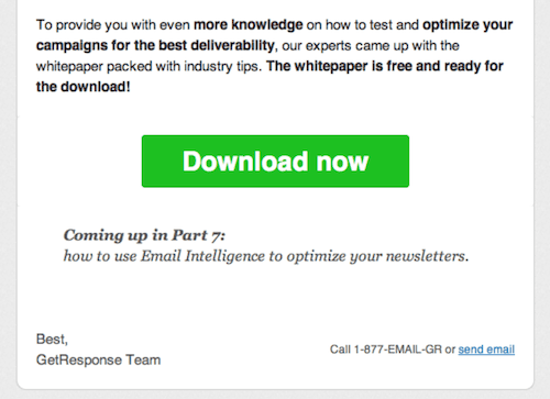 Example of a good CTA in email