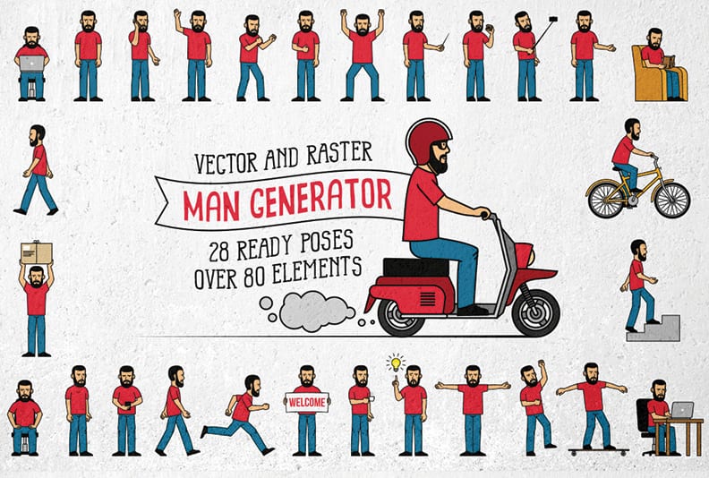 Bearded Men Generator Illustration