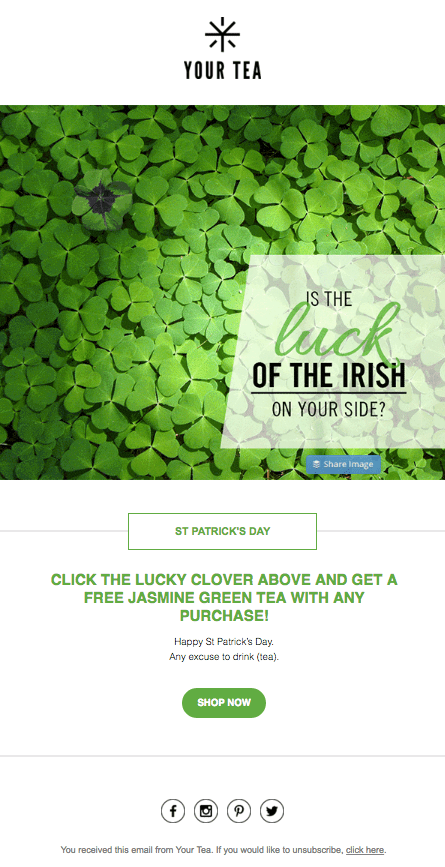 your tea - saint patricks day example email