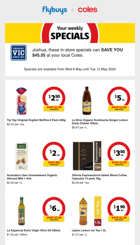 supermarket promotional email