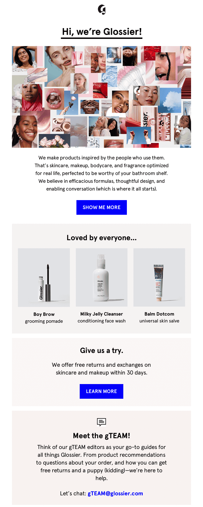 glossier welcome series