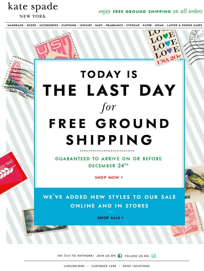 Free shipping outlet time