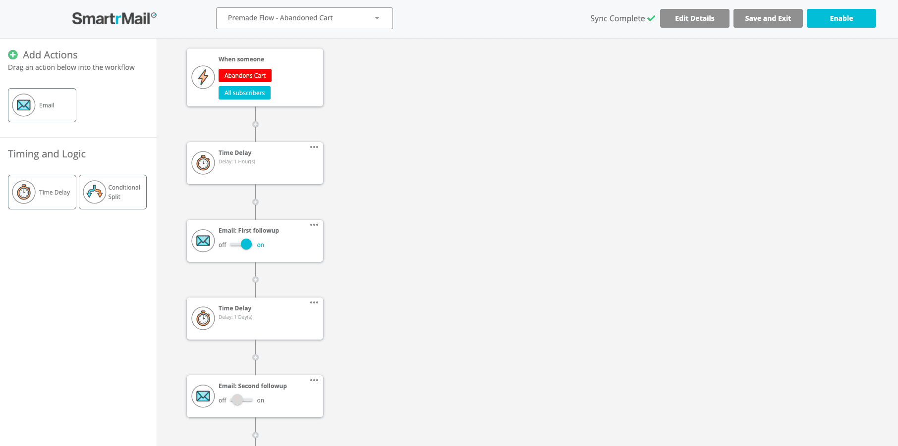 abandoned cart settings