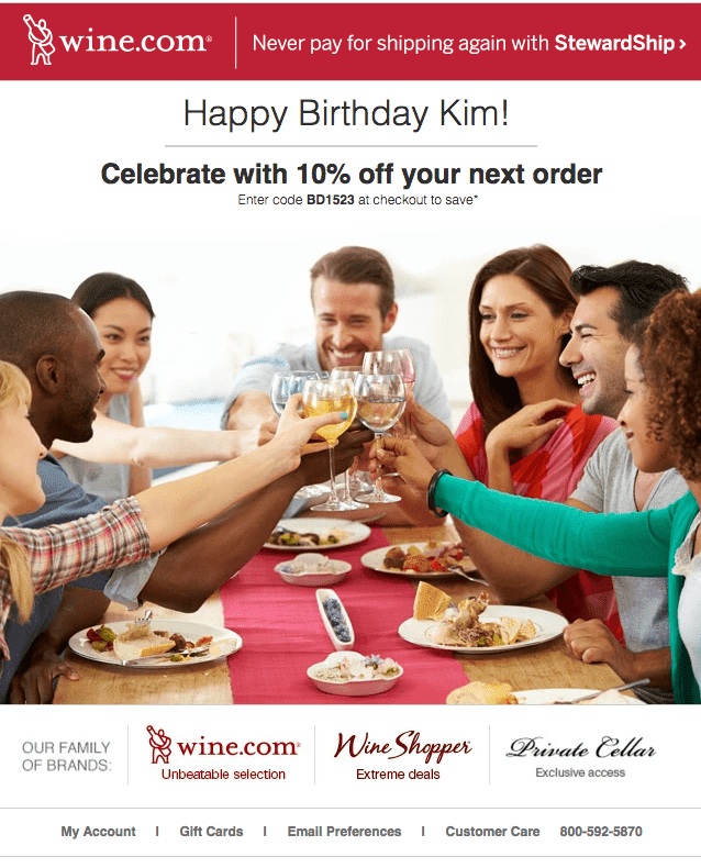 example of a birthday email campaign