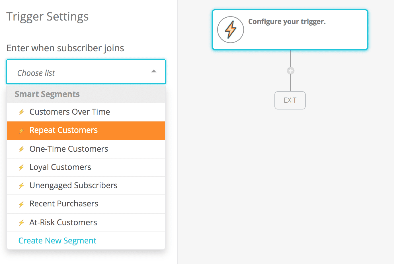 choosing the trigger for a new email campaign