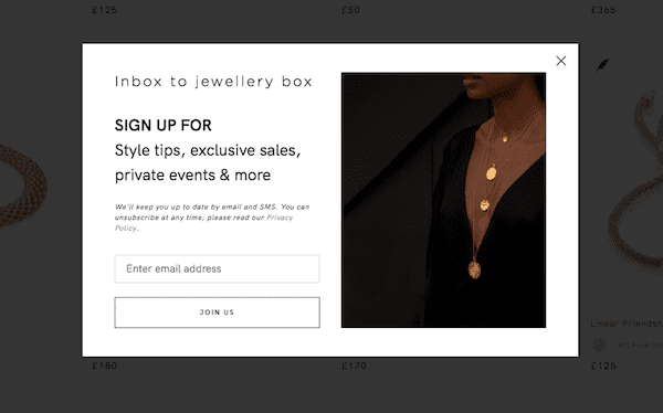 jewelry store popup example