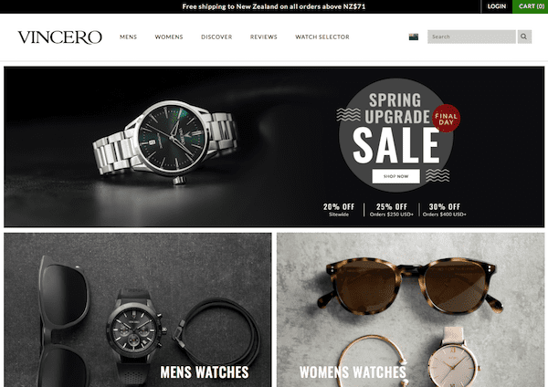 vincero shopify store