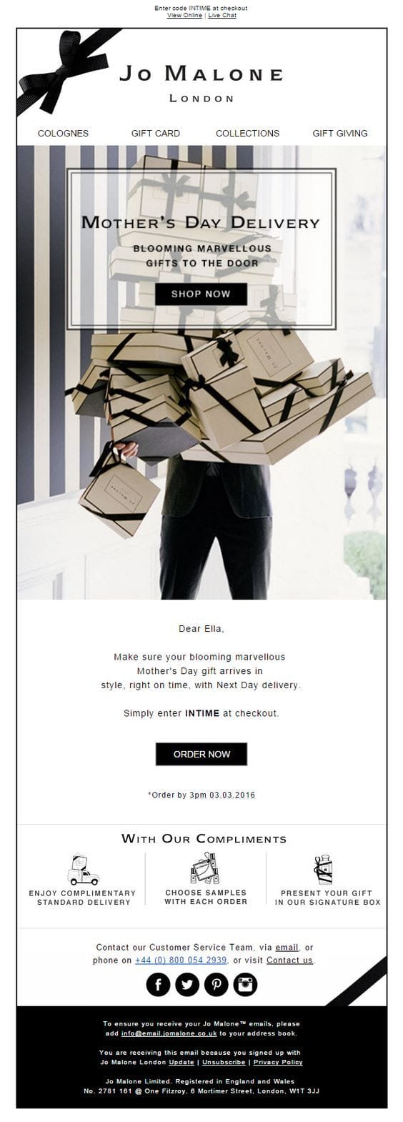 jo malone mothers day email