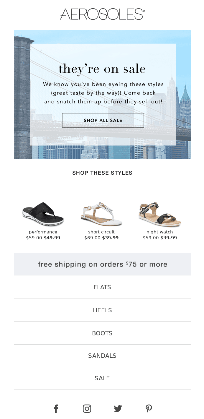 aerosoles sale email example