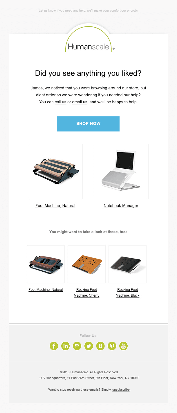 humanscale browse abandonment campaign