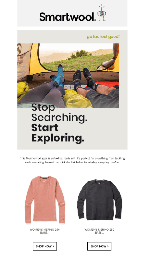 smartwool example of a browse abandonment email