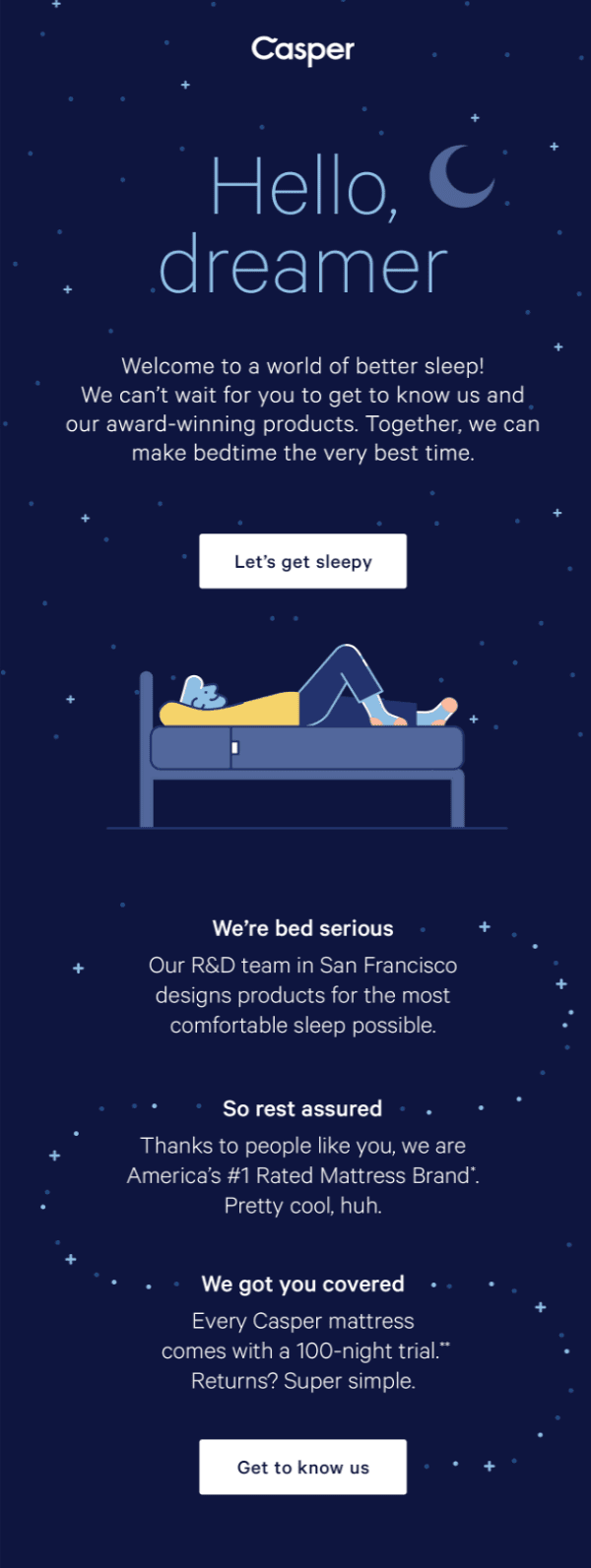 casper welcome email example