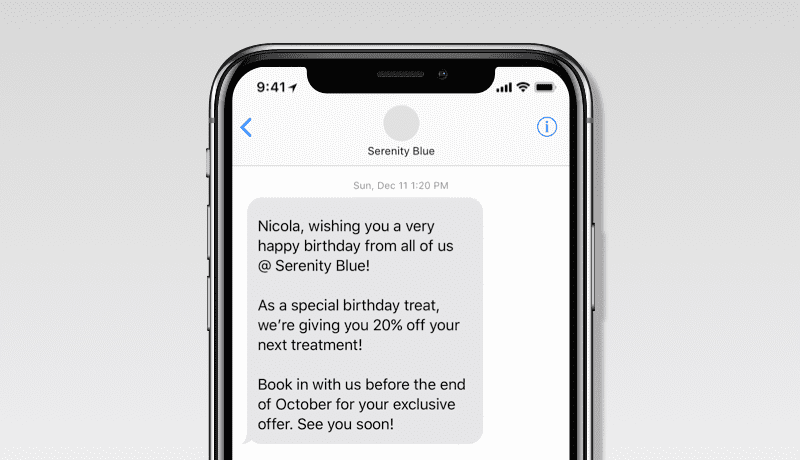 SMS Marketing example happy birthday