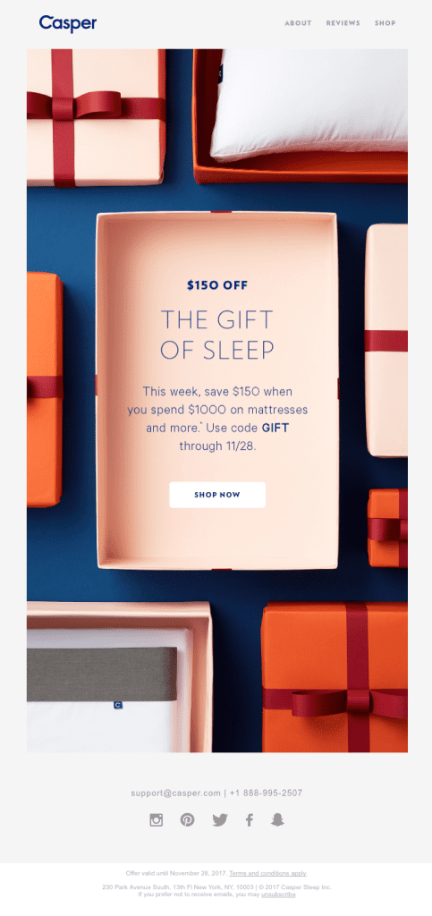 Casper Black Friday email - SmartrMail email marketing examples