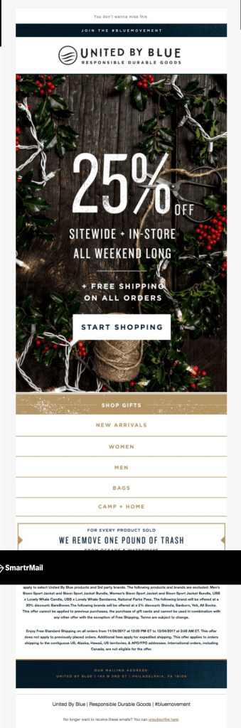 United By Blue - Black Friday Emails