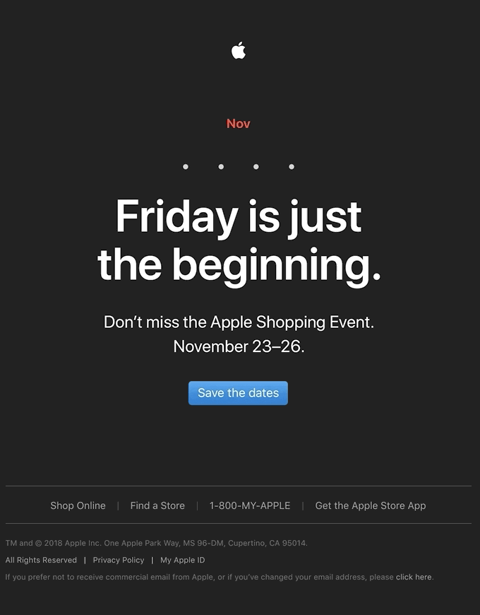 apple black friday email campaign teaser