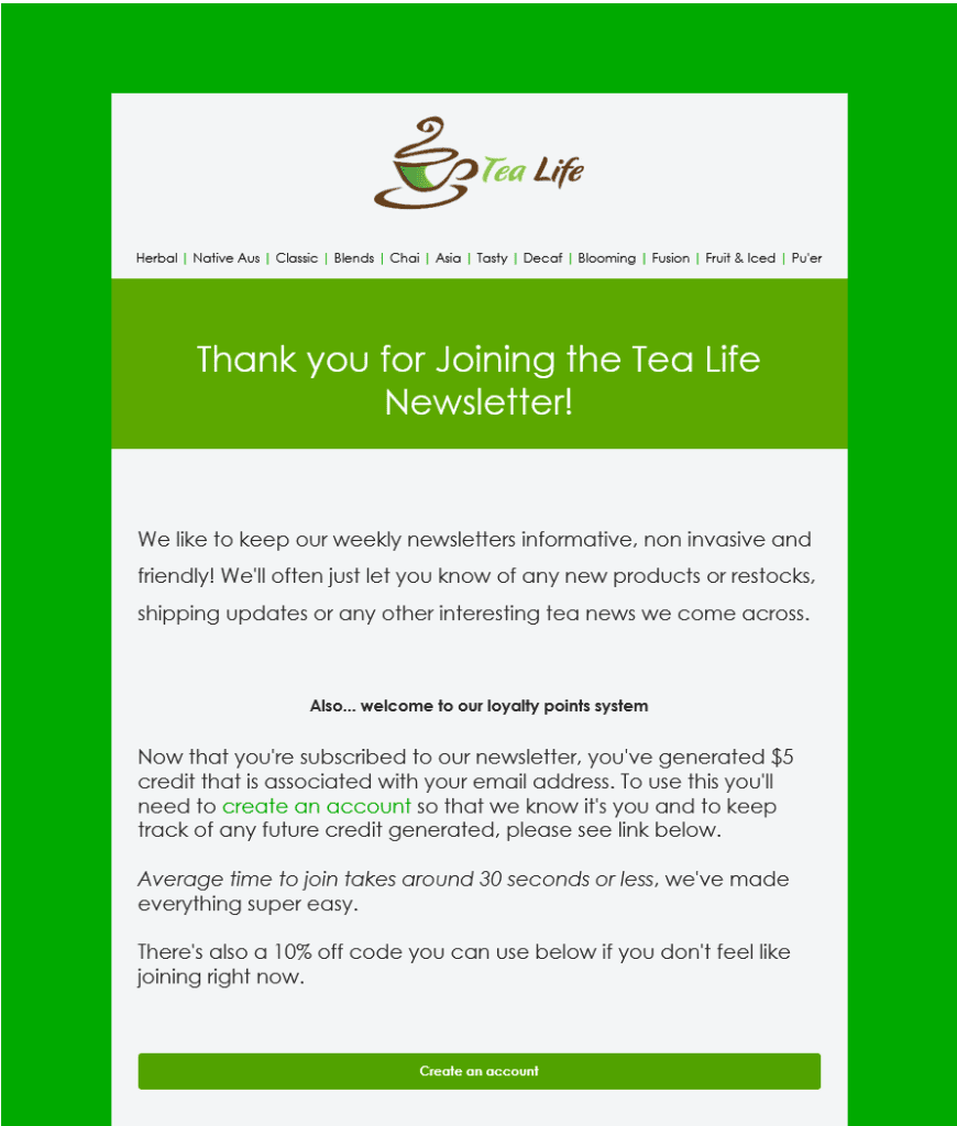 Welcome Flows email automations - SmartrMail Tea Life email marketing case study